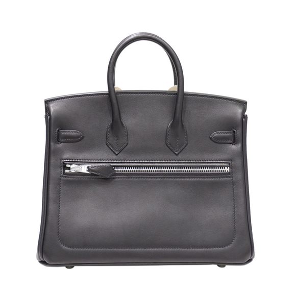 HERMES Hermes Birkin 25 Lock Handbag Black Silver Hardware Eva Color B Engrav... - Picture 2 of 16